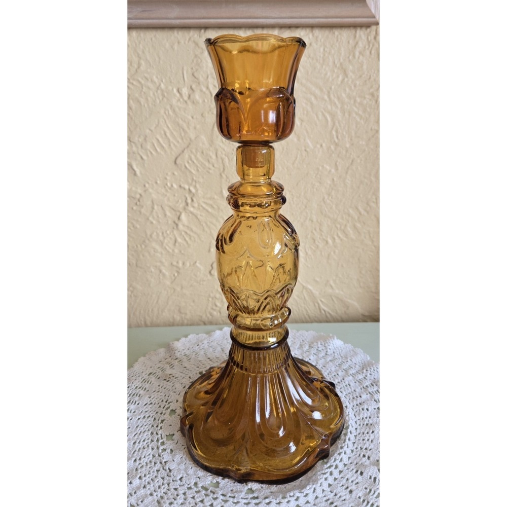 Rare Amber Decanter St. Julian Wine Co. Victorian With Candle Holder 40's - Picture 3 of 9